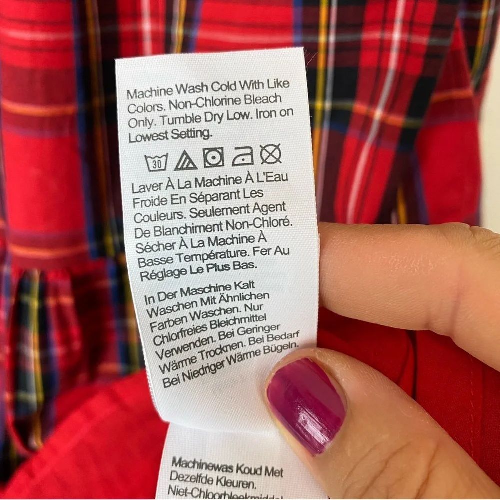 J CREW Classic Red Tartan Plaid Tiered Ruffle Midi Dress size 8 - Picture 10 of 11